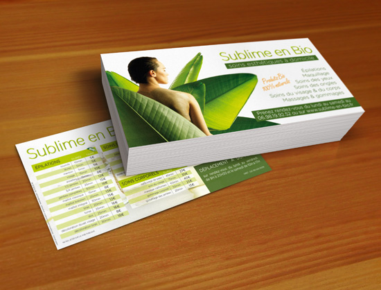 Sublime En Bio – réalisations de flyers & cartes de fidélité