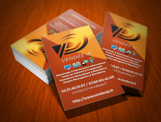 Vendée IP – réalisation de cartes et plaquettes commerciales